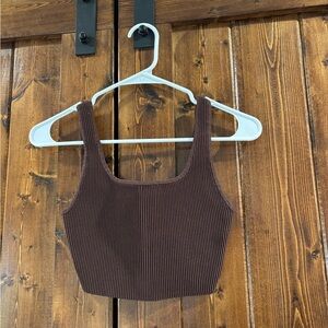 Aritzia Brown Fitted Crop Tank Top